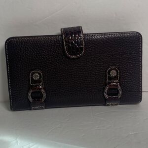 Brighton Brown Leather Wallet – Kiss-Lock Change Pocket – Card Slots – 7” x 4”